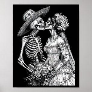 Skeleton Hochzeit Braut und Groom Day Toten Hallow Poster