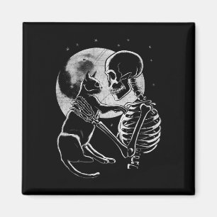 Skeleton Holding a Cat Funny Halloween Männer Frau Magnet