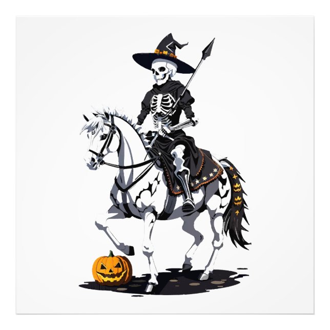 Skeleton Horse Rider - Halloween Skelett Fotodruck (Vorne)