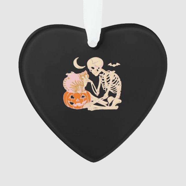 Skeleton Hugging Cat Halloween Cat Lover Cat Class Ornament (Vorderseite)