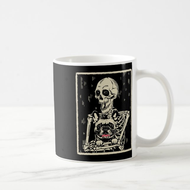 Skeleton Hugs French Bulldog Halloween Dog Lover Kaffeetasse (Rechts)