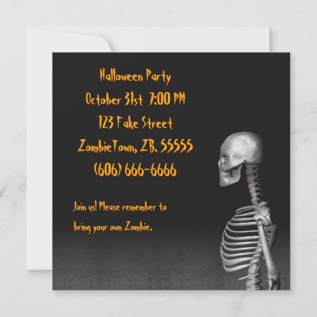 Skeleton - Invitation à la fête d'Halloween (Devant)