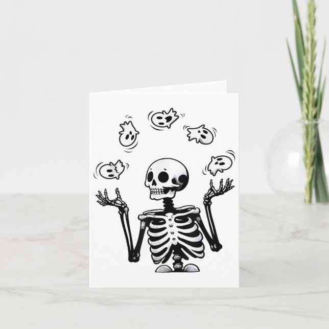 Skeleton Juggling Ghosts Funny Halloween-Kostüm _ Karte (Vorderseite)