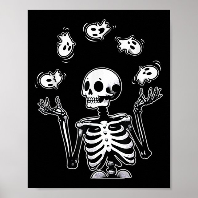 Skeleton Juggling Ghosts Funny Halloween-Kostüm Poster (Vorne)