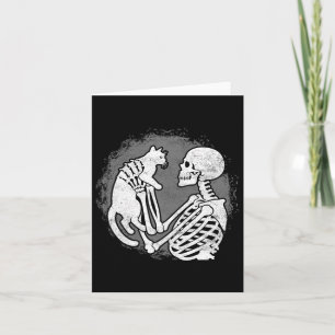 Skeleton Katze Skull Kitty Niedlich Halloween Männ Karte