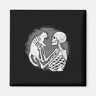 Skeleton Katze Skull Kitty Niedlich Halloween Männ Magnet
