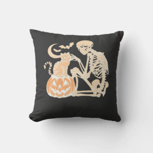 Skeleton-Katzen-Schädel-Kitty-Süßes-Halloween-Desi Kissen
