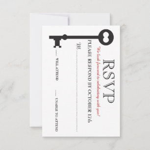 Skeleton Key Wedding RSVP Card Karte