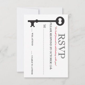 Skeleton Key Wedding RSVP Card Karte