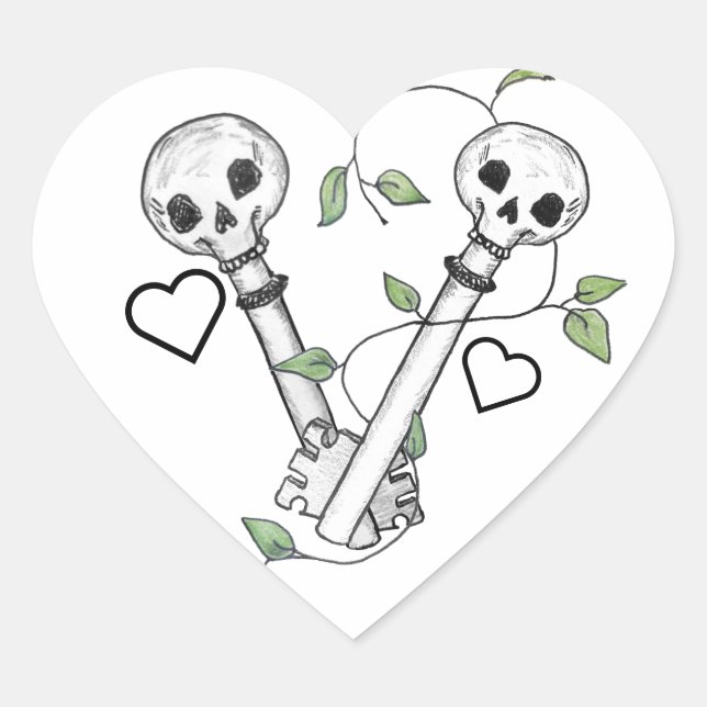 Skeleton Keys Herz-Aufkleber (Vorderseite)