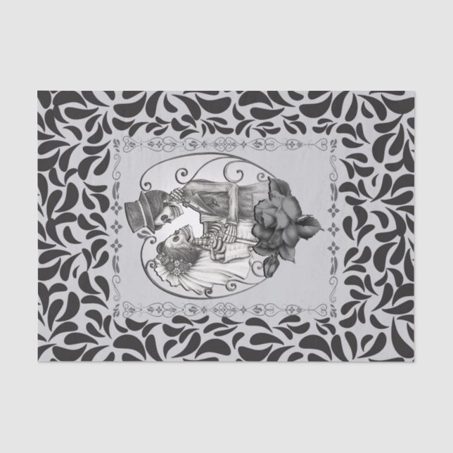 Skeleton Liebe Ehetanz Gotische Hochzeit Seidenpapier (Vorderseite)