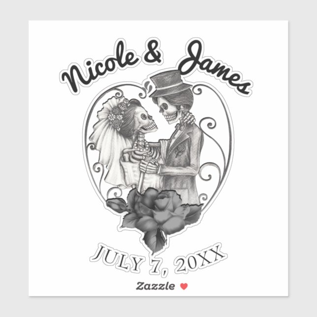 Skeleton Liebe Paare Ehe Dance Hochzeit Aufkleber (Blatt)