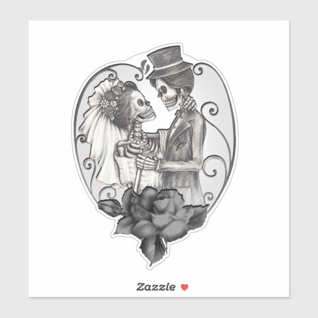 Skeleton Liebe Paare Ehe Dance Hochzeit Aufkleber (Blatt)
