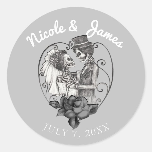 Skeleton Liebe Paare Ehe Dance Hochzeit Runder Aufkleber (Vorderseite)