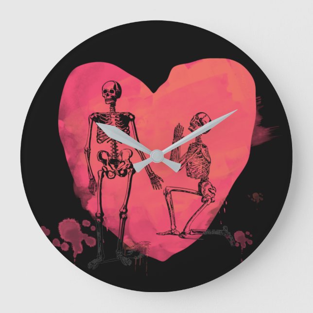 Skeleton Love Große Wanduhr (Vorderseite)