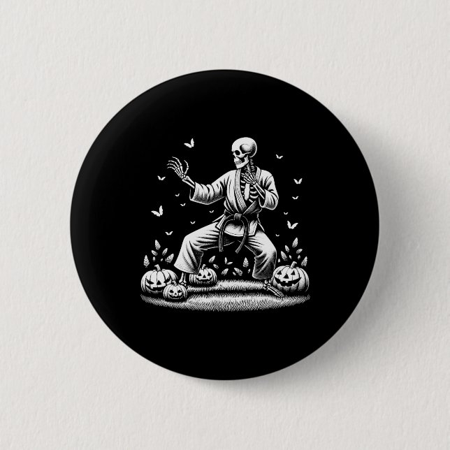 Skeleton Martial Art Karate Judo Player Halloween Button (Vorderseite)