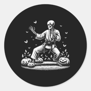 Skeleton Martial Art Karate Judo Player Halloween Runder Aufkleber