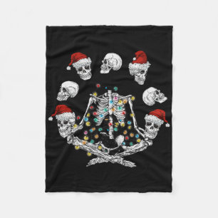 Skeleton-Meditations-Totenkopf-Yoga-Weihnachten  Fleecedecke