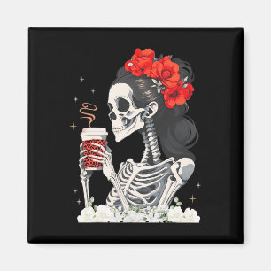 Skeleton Messy Bun Coffee Mama Kostüme Magnet