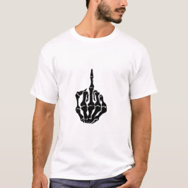 Skeleton Middle Finger White Men T - Shirt