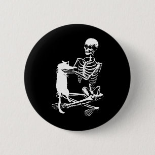 Skeleton mit einem katzenartigen Halloween-Kostüm  Button