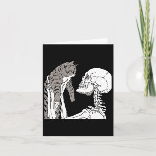 Skeleton mit einem katzenartigen Halloween-Kostüm  Karte