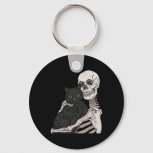 Skeleton mit einem katzenartigen Halloween-Kostüm Schlüsselanhänger