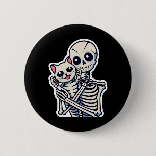 Skeleton mit einem katzenartigen Shirt, ein katzen Button
