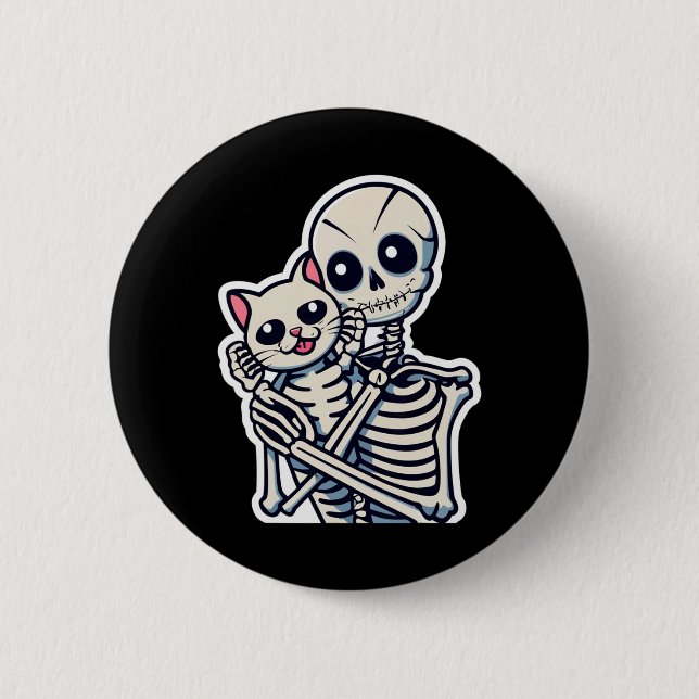 Skeleton mit einem katzenartigen Shirt, ein katzen Button (Vorderseite)