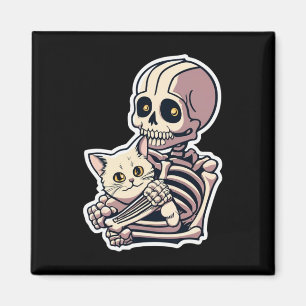 Skeleton mit einem katzenartigen Shirt, ein katzen Magnet