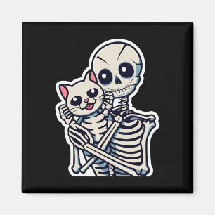 Skeleton mit einem katzenartigen Shirt, ein katzen Magnet