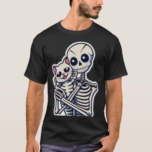 Skeleton mit einem katzenartigen Shirt, ein katzen T-Shirt