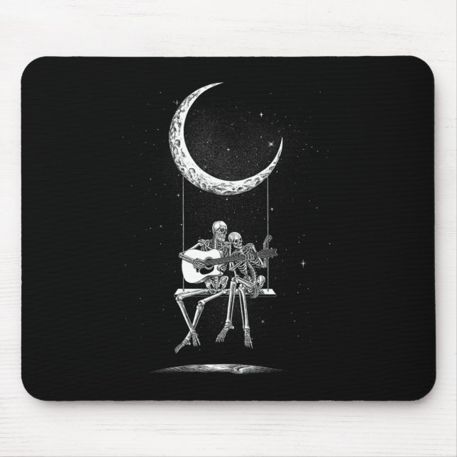 Skeleton Moon Band T-Shirts - Rock and Roll Konzer Mousepad (Vorne)