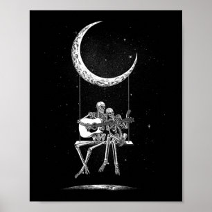 Skeleton Moon Band T-Shirts - Rock and Roll Konzer Poster