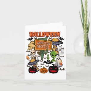 Skeleton Motel Halloween Niedlich Ghost Ghost Hall Karte