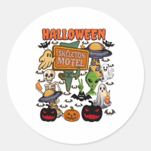 Skeleton Motel Halloween Niedlich Ghost Ghost Hall Runder Aufkleber