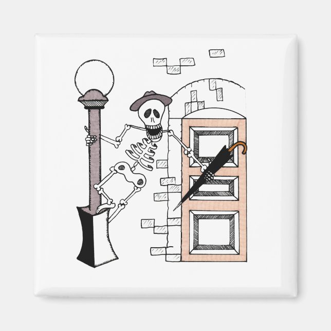 Skeleton Movie Star Celebrity Singing w/Umbrella Magnet (Vorne)