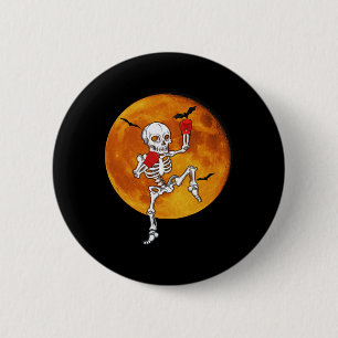 Skeleton Muay Thai Halloween Kickboxen MMA Button