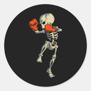 Skeleton Muay Thai Kickboxen Mma Lustiges Karate H Runder Aufkleber