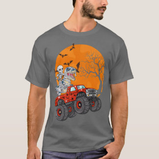Skeleton & Mummy Dinosaur Riding Monster Truck Hal T-Shirt