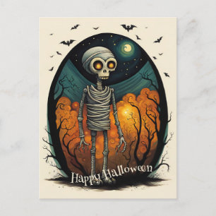 Skeleton Mummy Halloween Postkarte
