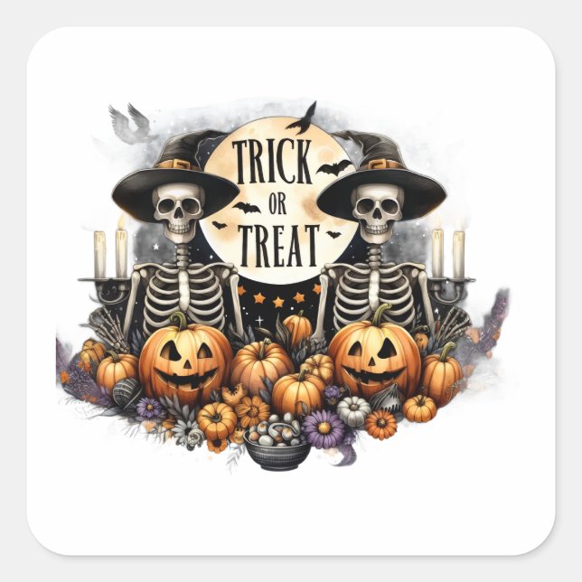 Skeleton Party Quadratischer Aufkleber (Vorderseite)