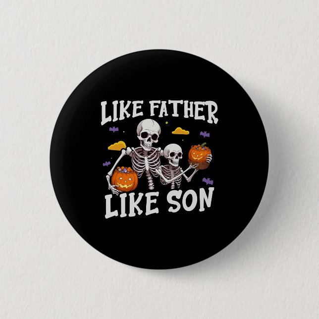 Skeleton Pater Son Matching Halloween-Kostüm Button (Vorderseite)