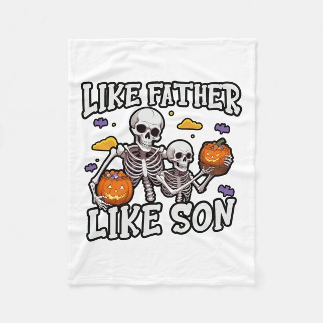 Skeleton Pater Son Matching Halloween-Kostüm Fleecedecke (Vorderseite)