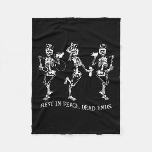Skeleton Peace Dead Ends Fairstylist Halloween Fleecedecke