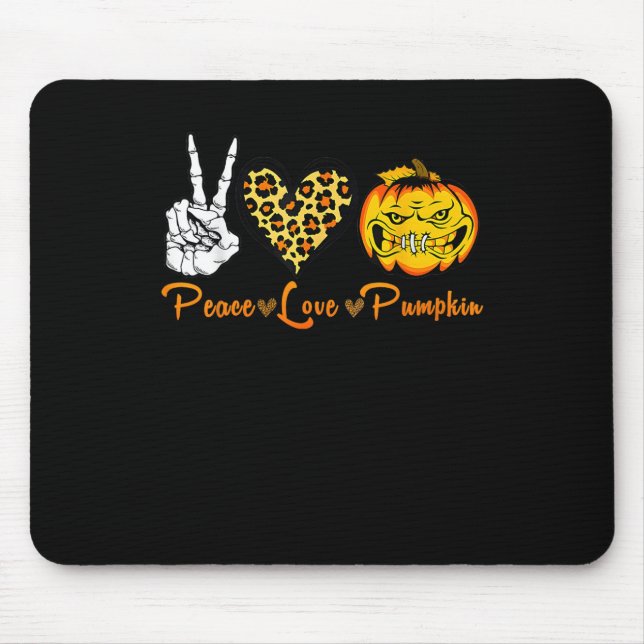 Skeleton Peace Leopard Liebe Beängstigend Pumpkin  Mousepad (Vorne)