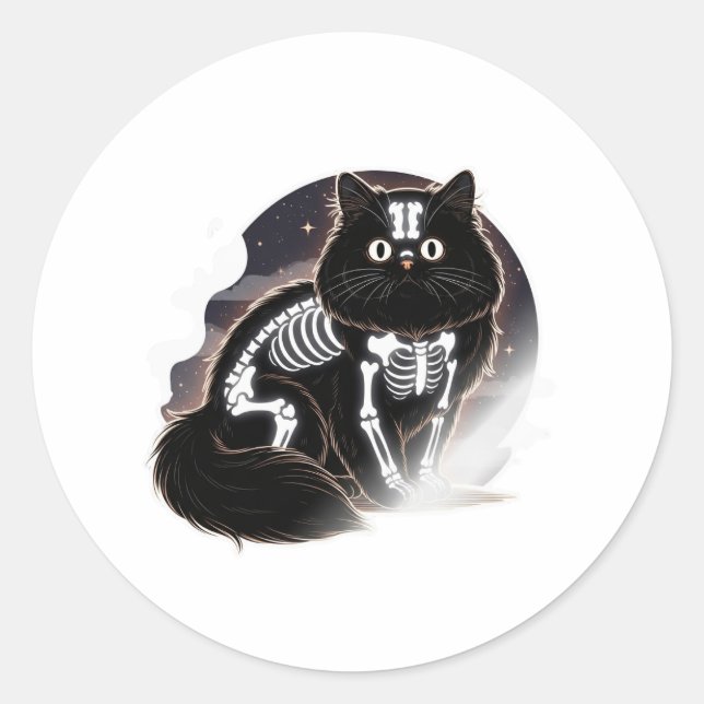 Skeleton Persian Halloween Skeleton Persian Cat Runder Aufkleber (Vorderseite)