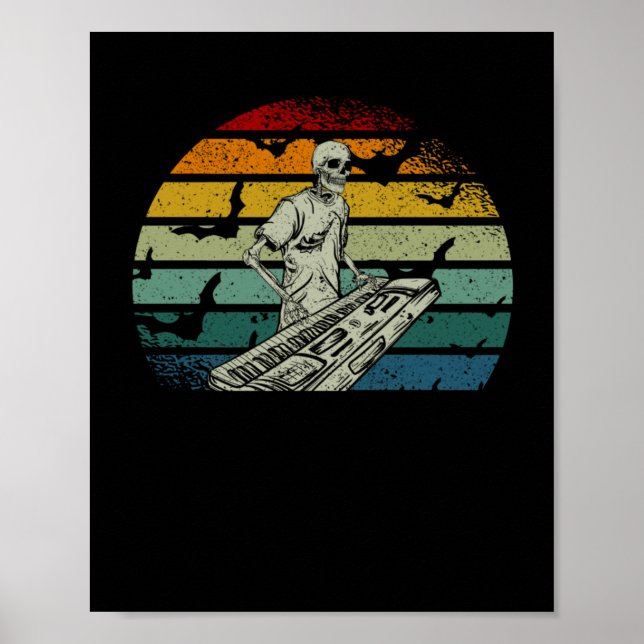 Skeleton Piano Mondmusik Halloween Poster (Vorne)