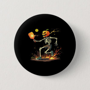 Skeleton Pickleball Halloween Spooky Sports Button