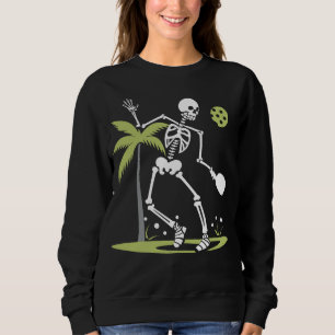 Skeleton Pickleball Palm Blätter Funny Sweatshirt